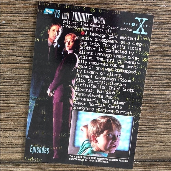 ’95 The X-Flies trading card: Episodes: Conduit #13 - Picture 2 of 2